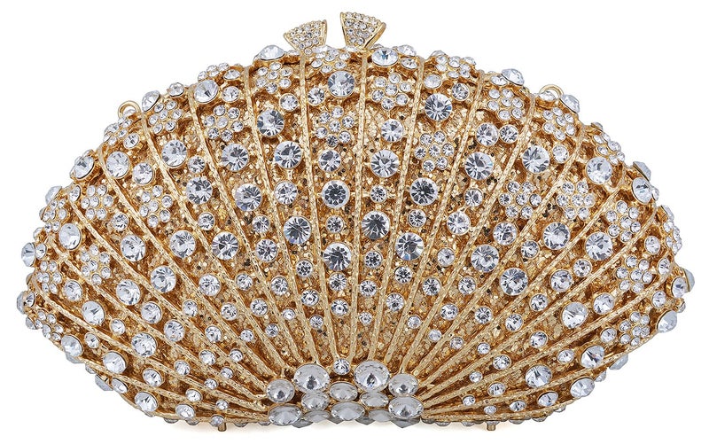 MOSSMON Crystal Clutch Women Luxury Rhinestone Evening Bag (Gold) - Image 1